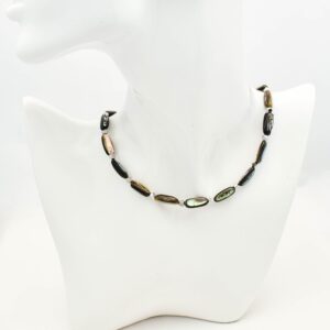Colier argint 925, sidef paua/abalone si hematit electroplacat